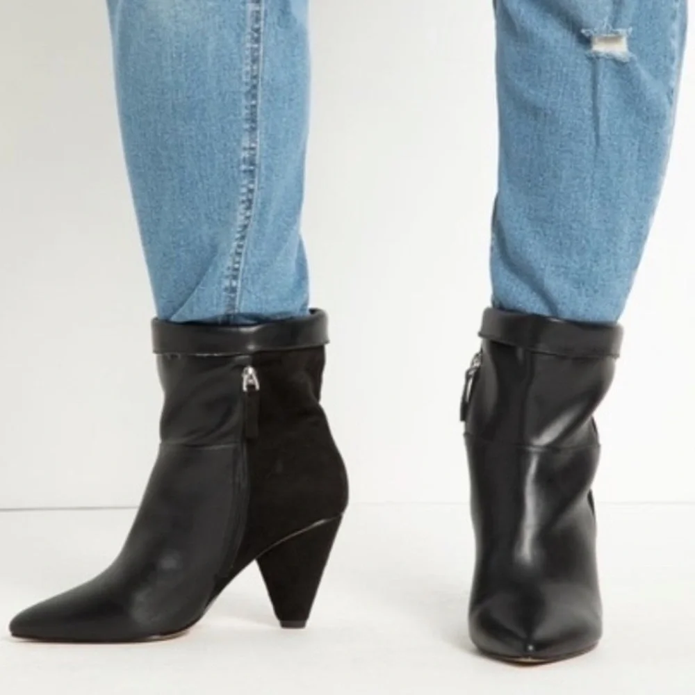 NIB Eloquii Kase Mixed Media Faux Leather/Faux Suede Booties Black